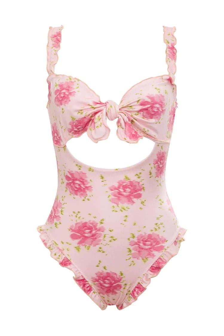 Shop Frankies Bikinis Frankies Bikinis x SYDNEY SWEENEY Lucia Ruffle One Piece Swimsuit Swimsuit for women – premium loungewear and festival fashion at Spoiled Brat