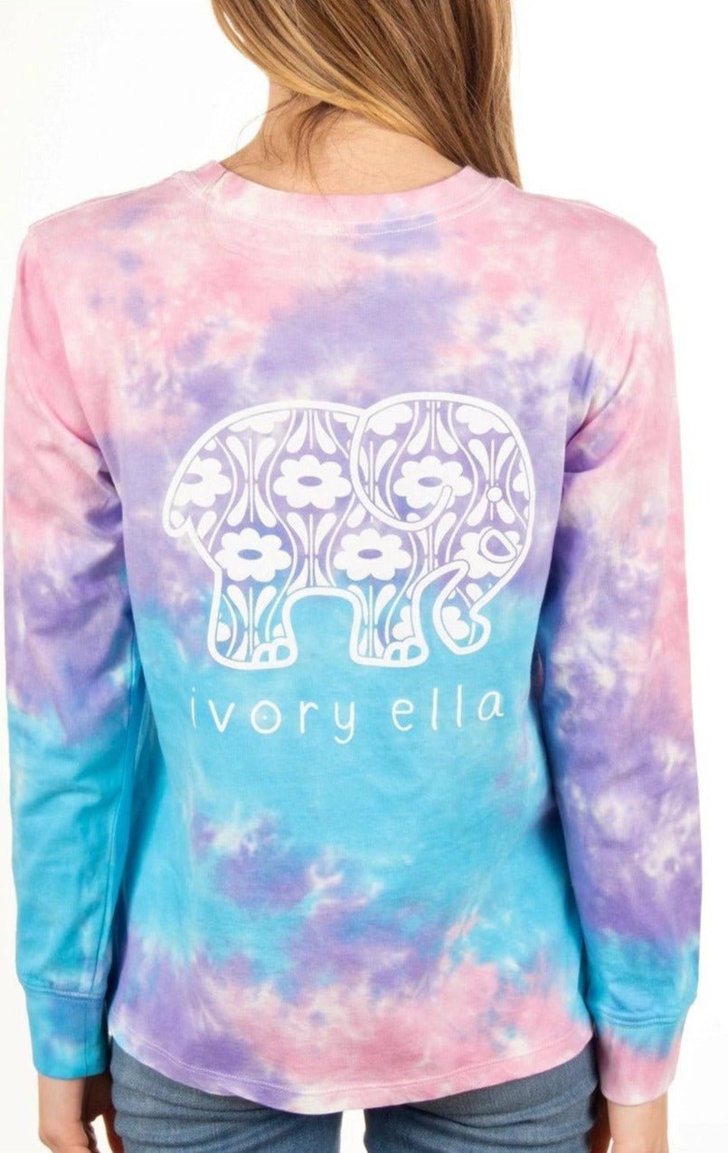 Shop Ivory Ella Blossom Cloud Tie Dye LS T-Shirt - Premium T-Shirt from Ivory Ella Online now at Spoiled Brat 