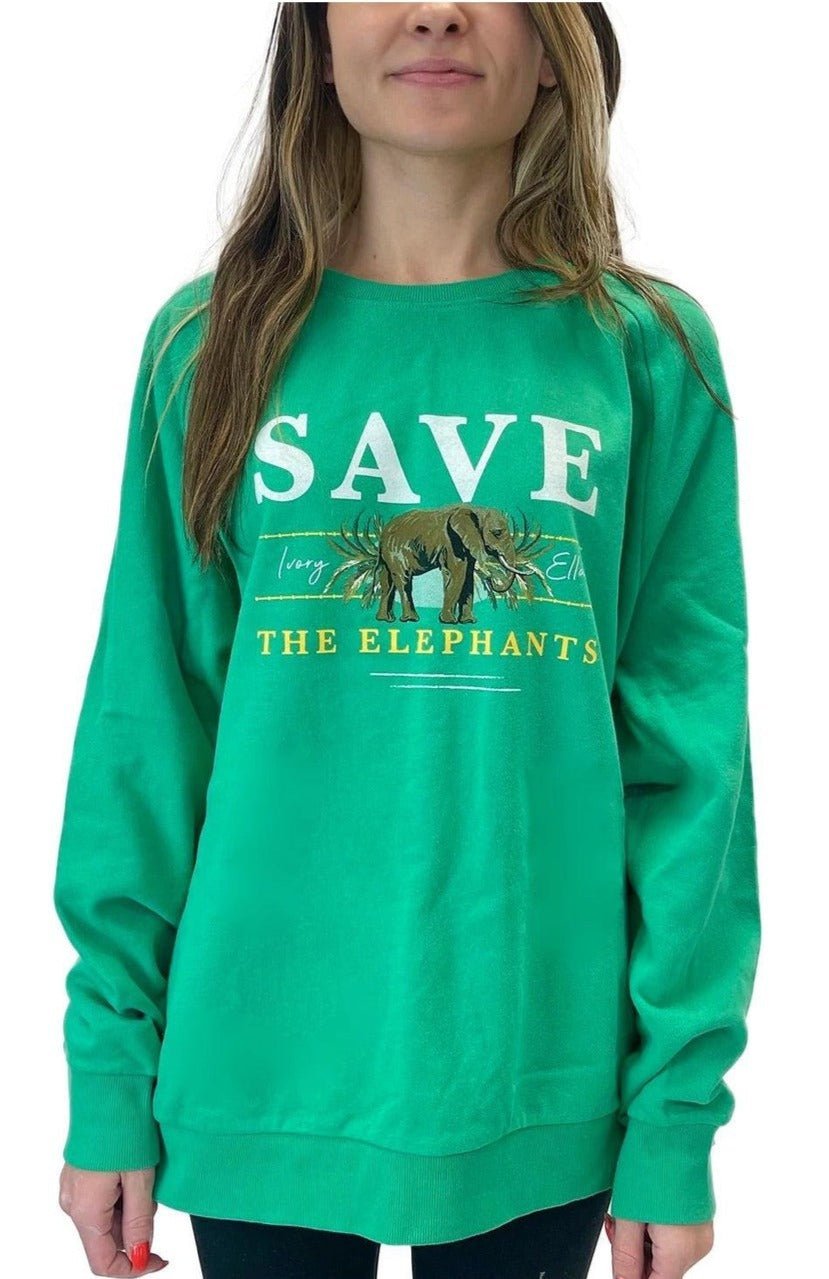 Shop Ivory Ella Save The Elephants Crewneck Sweater - Premium Sweatshirt from Ivory Ella Online now at Spoiled Brat 