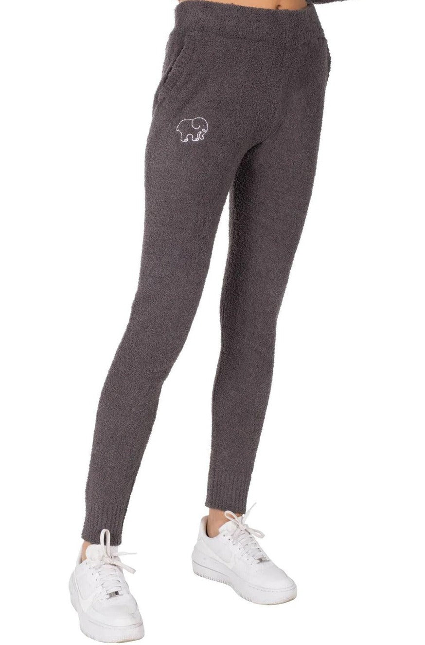 Shop Ivory Ella Smiley Dark Heather Grey Knit Joggers - Premium Trousers from Ivory Ella Online now at Spoiled Brat 
