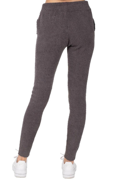 Shop Ivory Ella Smiley Dark Heather Grey Knit Joggers - Premium Trousers from Ivory Ella Online now at Spoiled Brat 