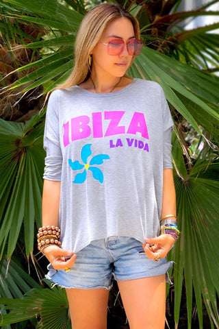 Shop LA Trading Company IBIZA Grey Mimi T-Shirt - Premium T-Shirt from LA Trading Company Online now at Spoiled Brat 