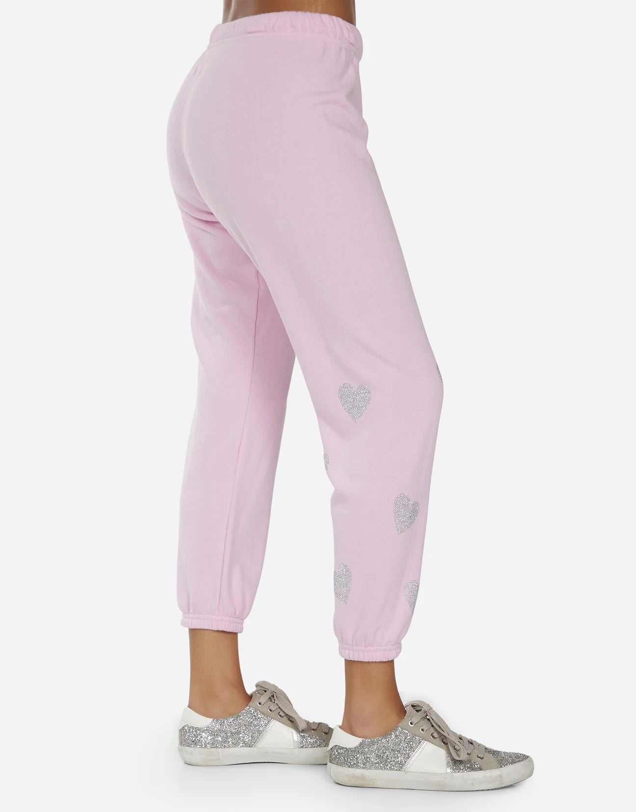 Shop Lauren Moshi Alana Crystal Pink Peace Love Skull Sweatpants - Premium Joggers from Lauren Moshi Online now at Spoiled Brat 
