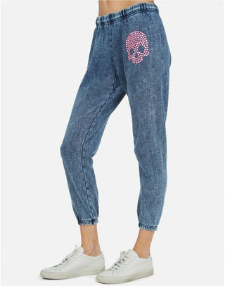 Shop Lauren Moshi Alana Pink Stud Skull Sweatpants - Premium Joggers from Lauren Moshi Online now at Spoiled Brat 