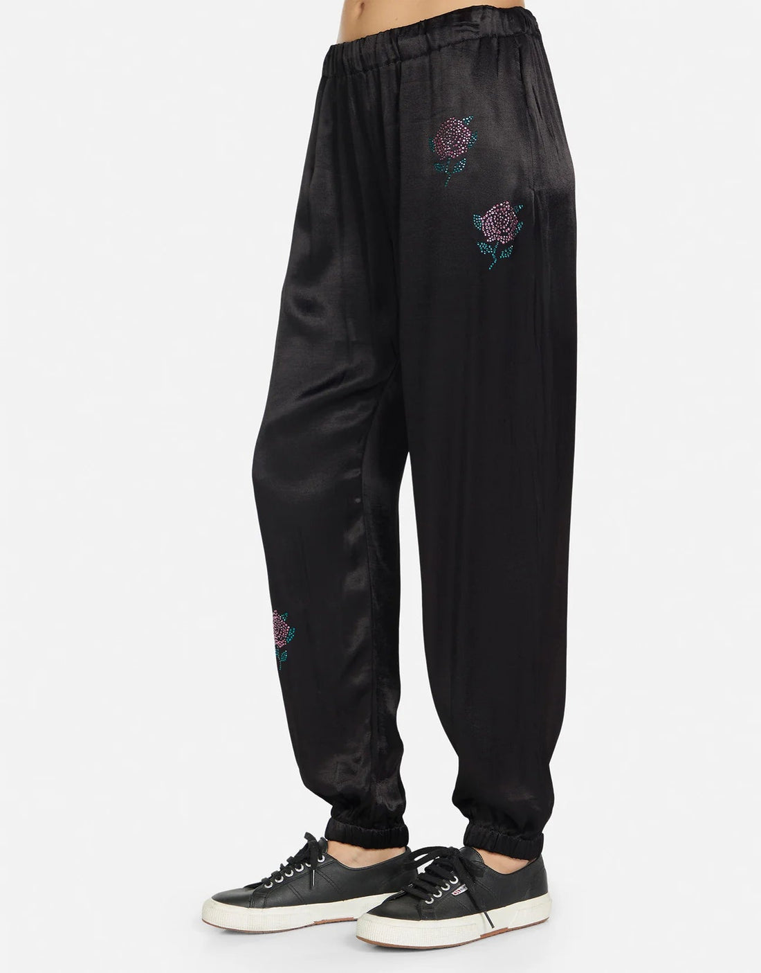 Shop Lauren Moshi Chantria Crystal Roses Sweatpants - Premium Sweatpants from Lauren Moshi Online now at Spoiled Brat 