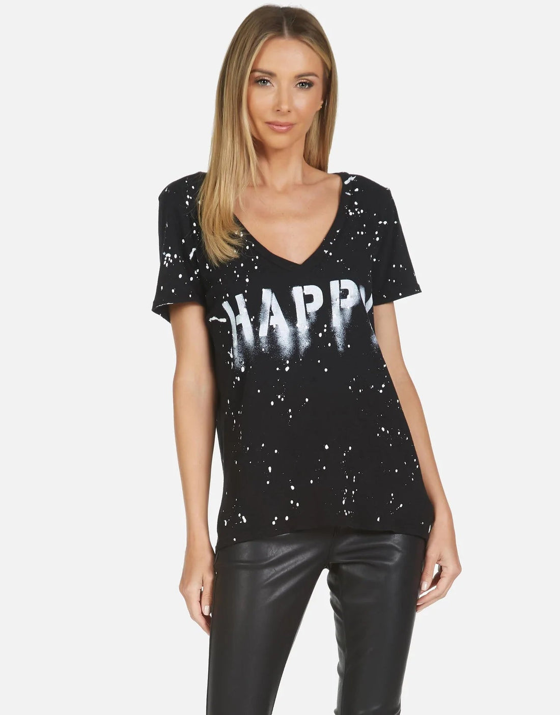 Shop Lauren Moshi Cruz Airbrush Happy T-Shirt - Premium T-Shirt from Lauren Moshi Online now at Spoiled Brat 