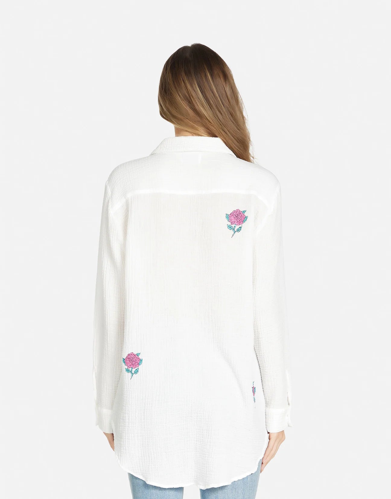 Shop Lauren Moshi Dara Crystal Roses Shirt - Premium Denim Shirt from Lauren Moshi Online now at Spoiled Brat 
