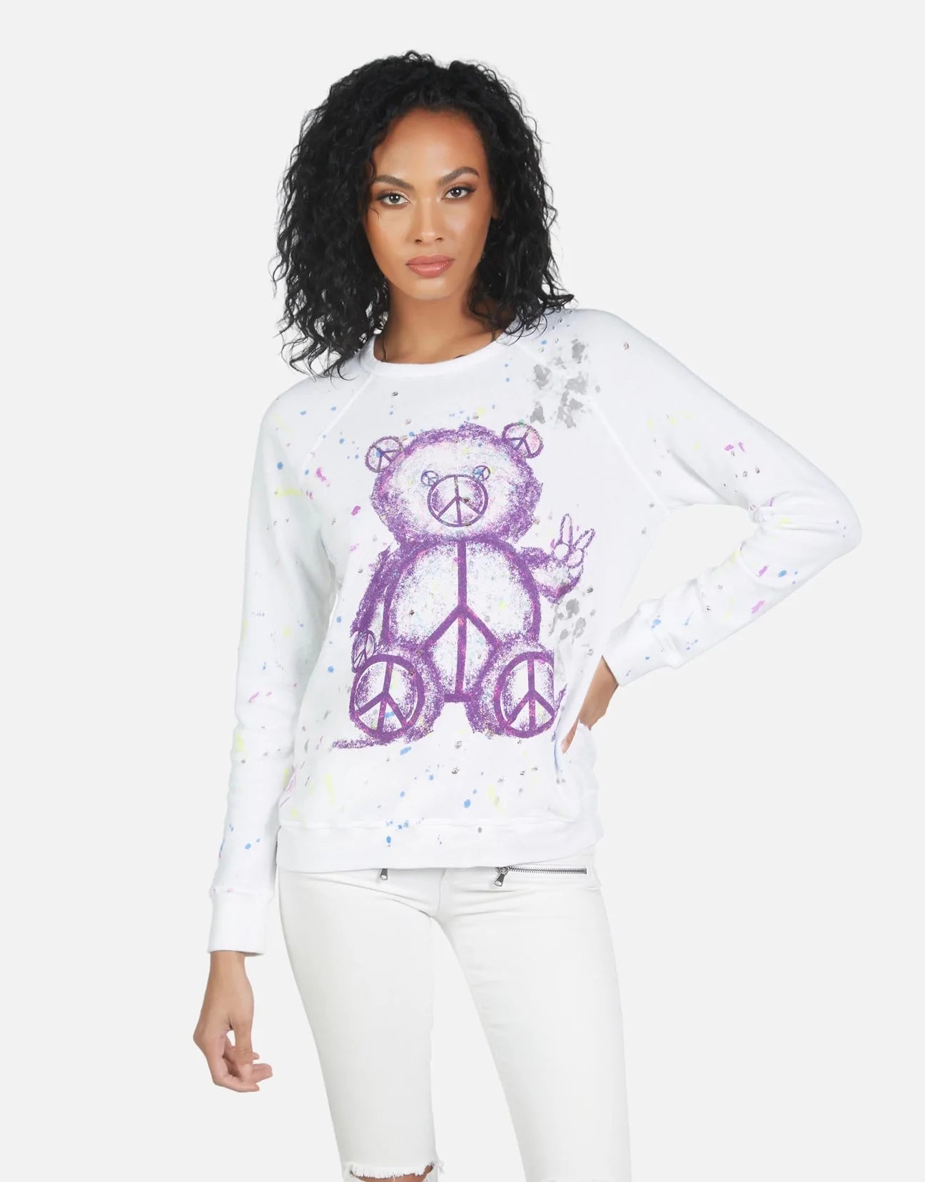 Shop Lauren Moshi Darby Peace Teddy Pullover - Premium Pullover from Lauren Moshi Online now at Spoiled Brat 