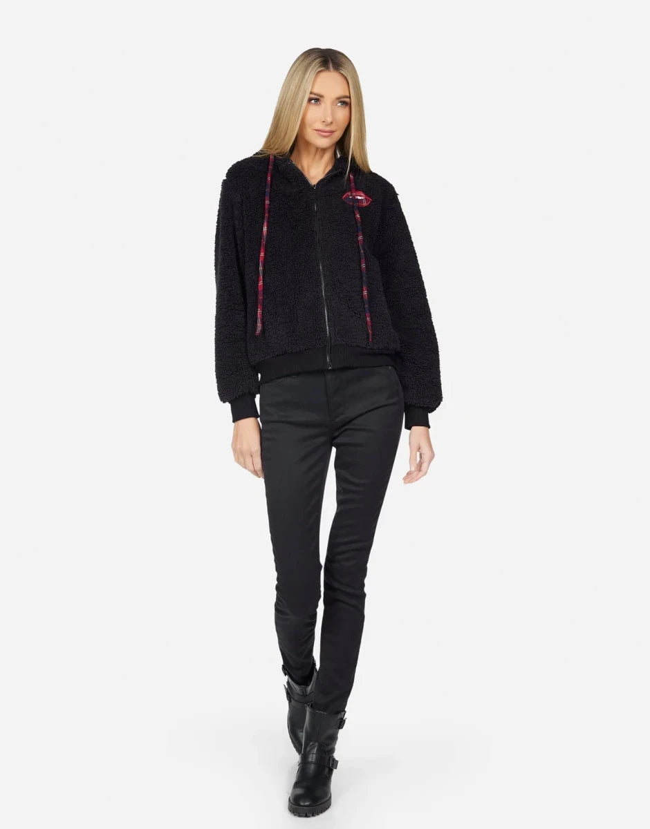 Shop Lauren Moshi Lauren Moshi Deandra Plaid Lip Sherpa Fleece Jacket Jacket for women – premium loungewear and festival fashion at Spoiled Brat