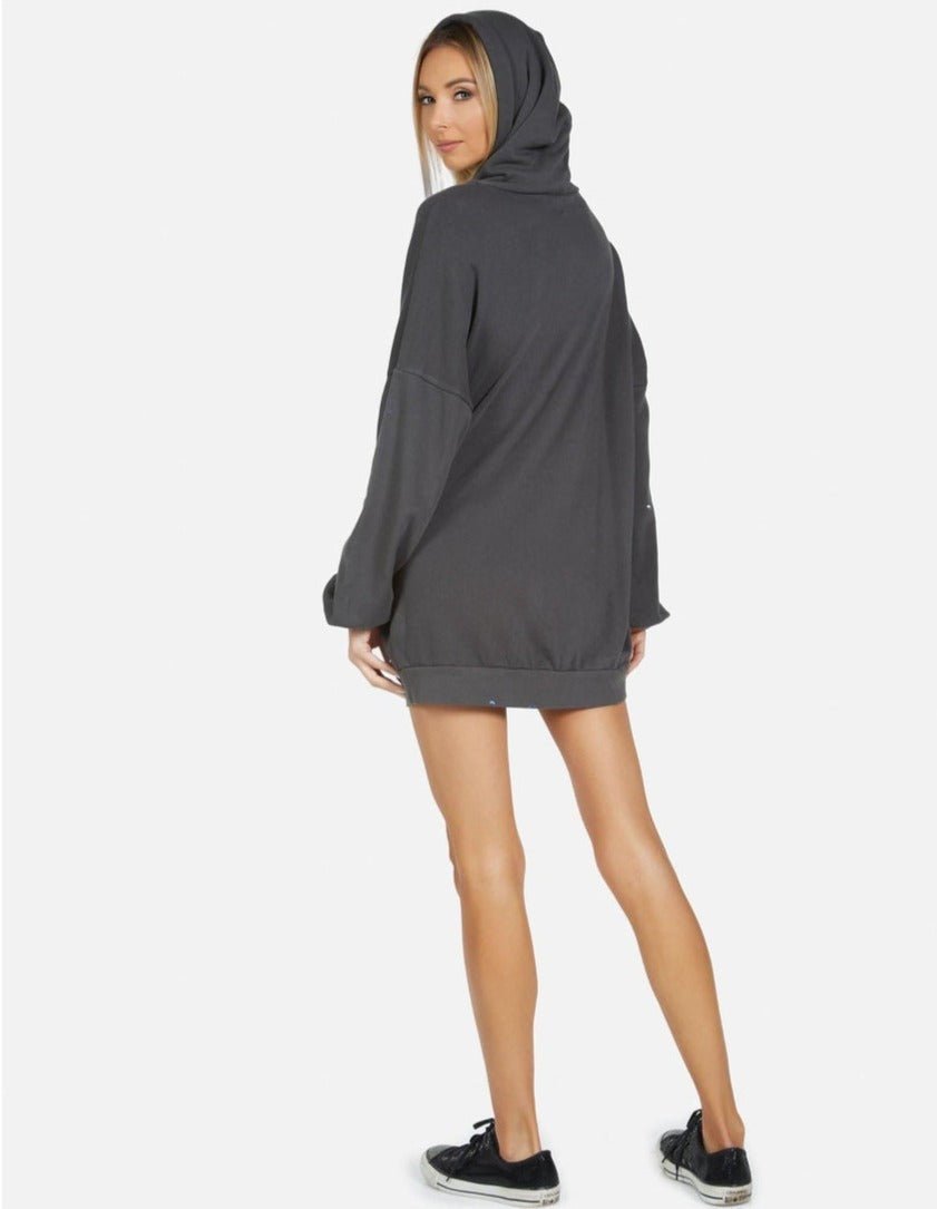 Shop Lauren Moshi Desiree Brush Peace Hoodie Dress - Premium Hooded Sweatshirt from Lauren Moshi Online now at Spoiled Brat 