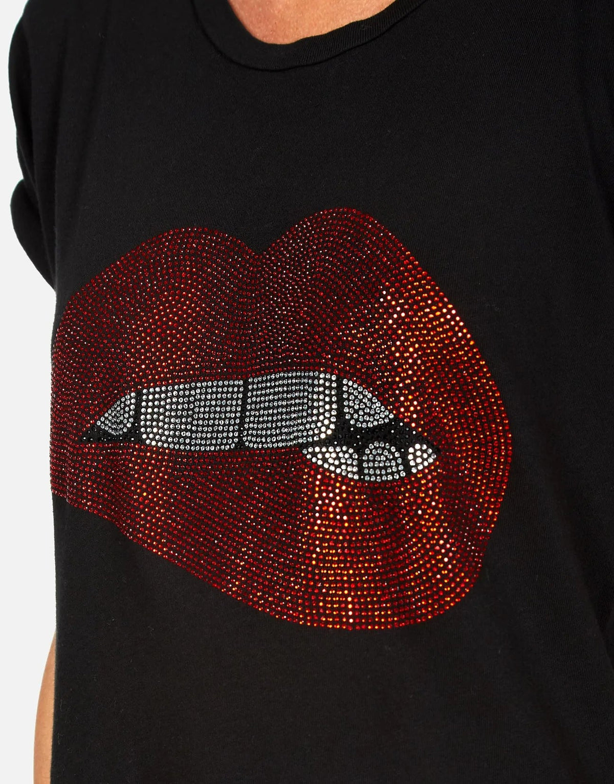 Shop Lauren Moshi Lauren Moshi Edda Crystal Biting Lip T-Shirt online at Spoiled Brat