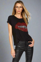 Lauren Moshi Edda Crystal Biting Lip T-Shirt - Spoiled Brat