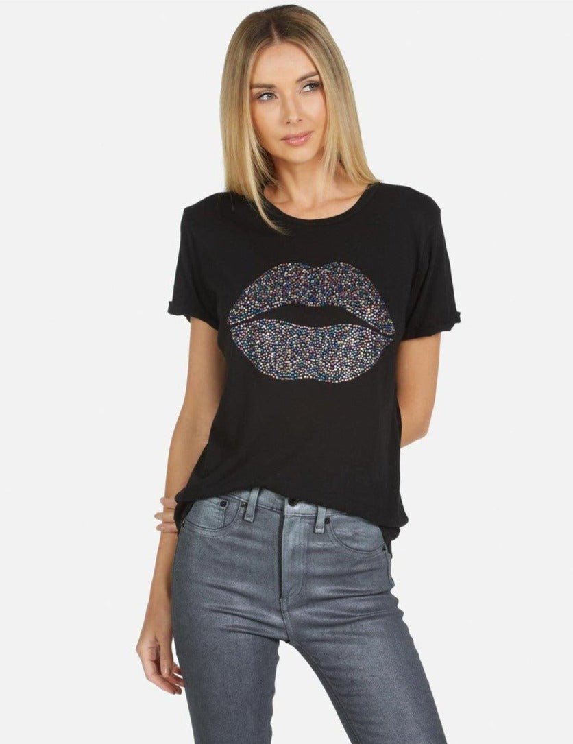 Shop Lauren Moshi Lauren Moshi Edda Crystal Sprinkle Lip T-Shirt online at Spoiled Brat