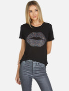 Lauren Moshi Edda Crystal Sprinkle Lip T-Shirt T-Shirt by Lauren Moshi as seen on celebrities