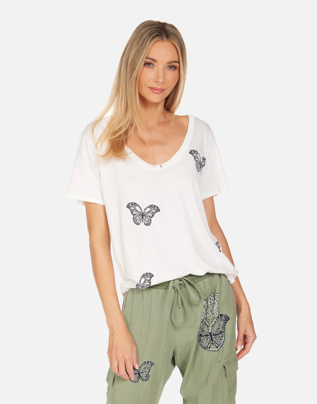 Shop Lauren Moshi Elara Butterfly Hamsa T-Shirt - Premium T-Shirt from Lauren Moshi Online now at Spoiled Brat 