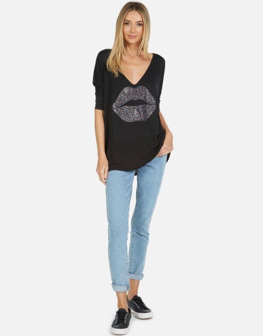 Shop Lauren Moshi Lauren Moshi Eva Sprinkle Lip T-Shirt T-Shirt for women – premium loungewear and festival fashion at Spoiled Brat