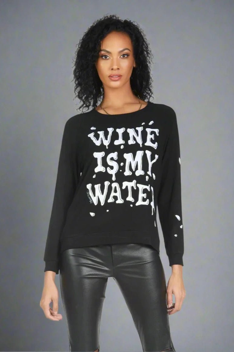 Shop Lauren Moshi Lauren Moshi Everly Wine is My Water Pullover Pullover for women – premium loungewear and festival fashion at Spoiled Brat
