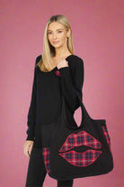 Lauren Moshi Fatima Plaid Lip Oversized Tote Bag - Spoiled Brat