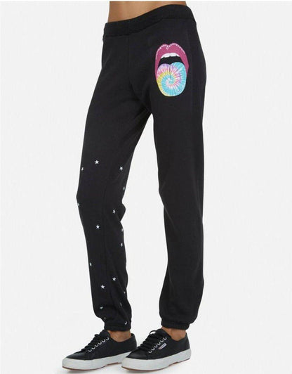 Shop Lauren Moshi Gia Tie Dye Tongue Jogger Pants - Premium Jogging Pants from Lauren Moshi Online now at Spoiled Brat 