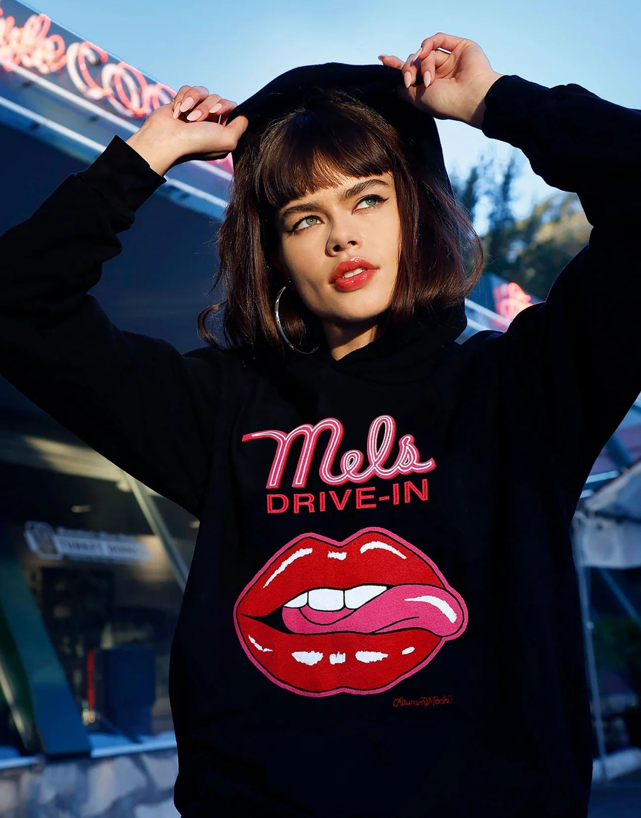 Shop Lauren Moshi Lauren Moshi Harmony Mels Drive-In Hooded Sweater online at Spoiled Brat