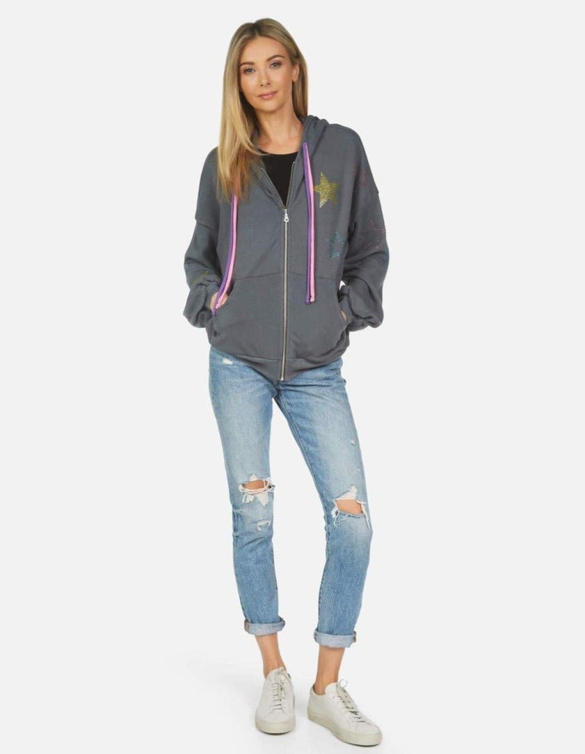 Shop Lauren Moshi Kaliyah Star Skull Hooded Sweater - Premium Sweatshirt from Lauren Moshi Online now at Spoiled Brat 