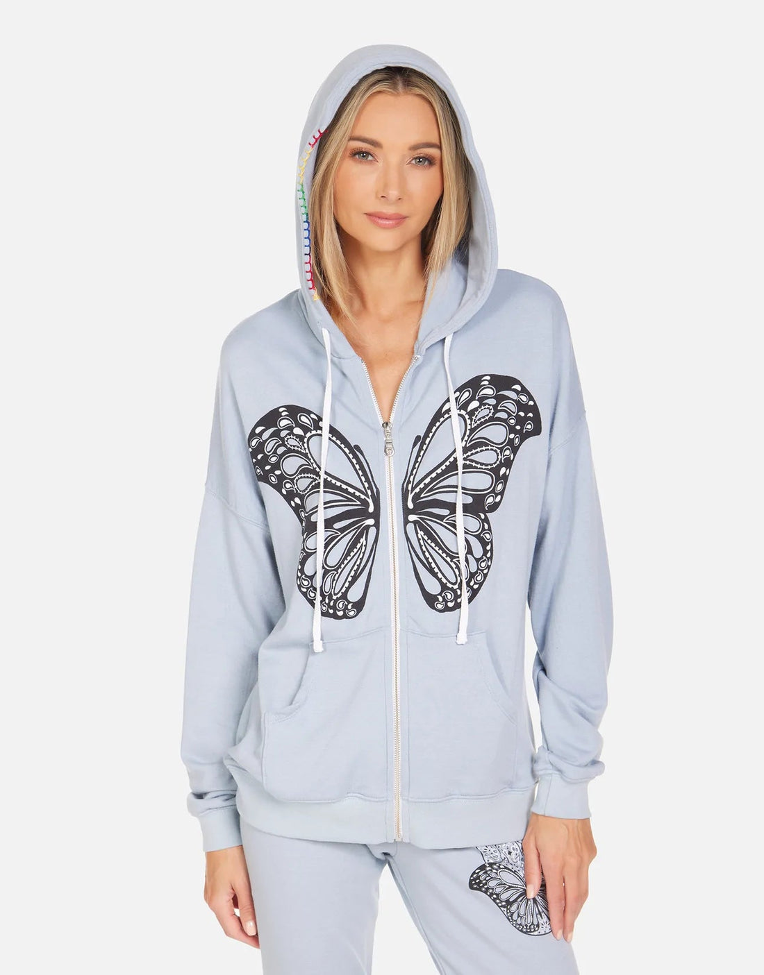 Shop Lauren Moshi Koa Butterfly Hamsa Zip up Hoodie - Premium Zip Up Hoodie from Lauren Moshi Online now at Spoiled Brat 
