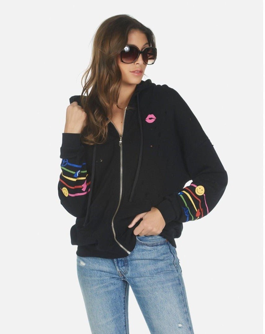 Shop Lauren Moshi Koa Elements Rainbow Zip up Hoodie - Premium Zip Up Hoodie from Lauren Moshi Online now at Spoiled Brat 
