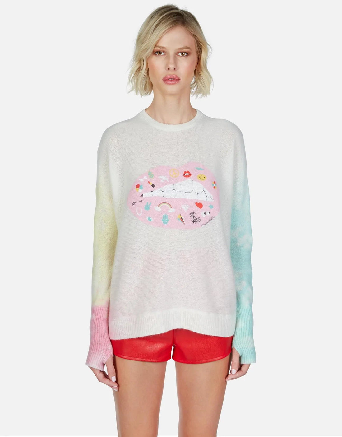 Shop Lauren Moshi Ladona Elements Lip Cashmere Sweater - Premium Sweater from Lauren Moshi Online now at Spoiled Brat 