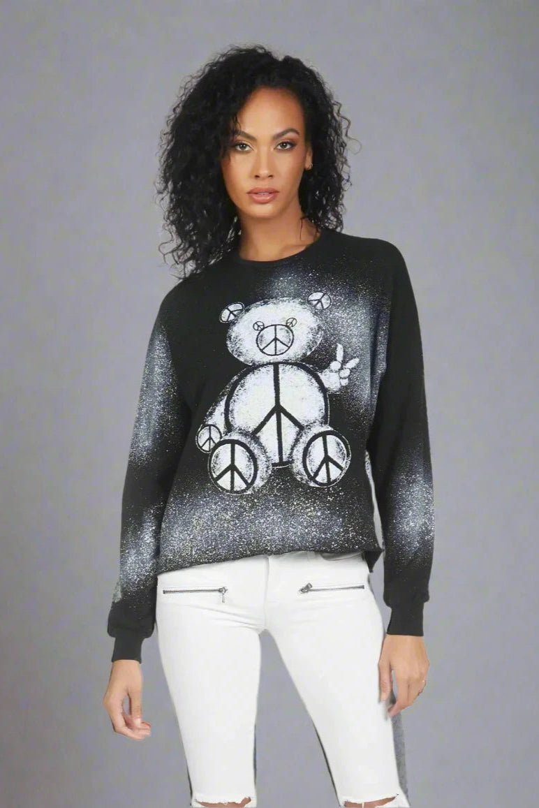 Lauren Moshi Lee Peace Teddy Crew Sweater - Spoiled Brat