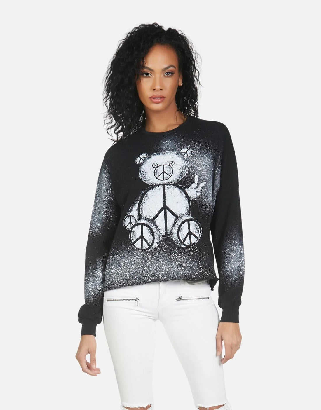 Shop Lauren Moshi Lee Peace Teddy Crew Sweater - Premium Sweater from Lauren Moshi Online now at Spoiled Brat 