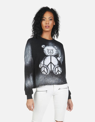 Shop Lauren Moshi Lee Peace Teddy Crew Sweater - Premium Sweater from Lauren Moshi Online now at Spoiled Brat 