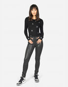 Lauren Moshi McKinely Mini Crystal Cross Bone Skulls Long Sleeved Top - Spoiled Brat