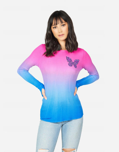 Shop Lauren Moshi McKinley Diamond Butterfly Thermal Top - Premium Long Sleeved Top from Lauren Moshi Online now at Spoiled Brat 