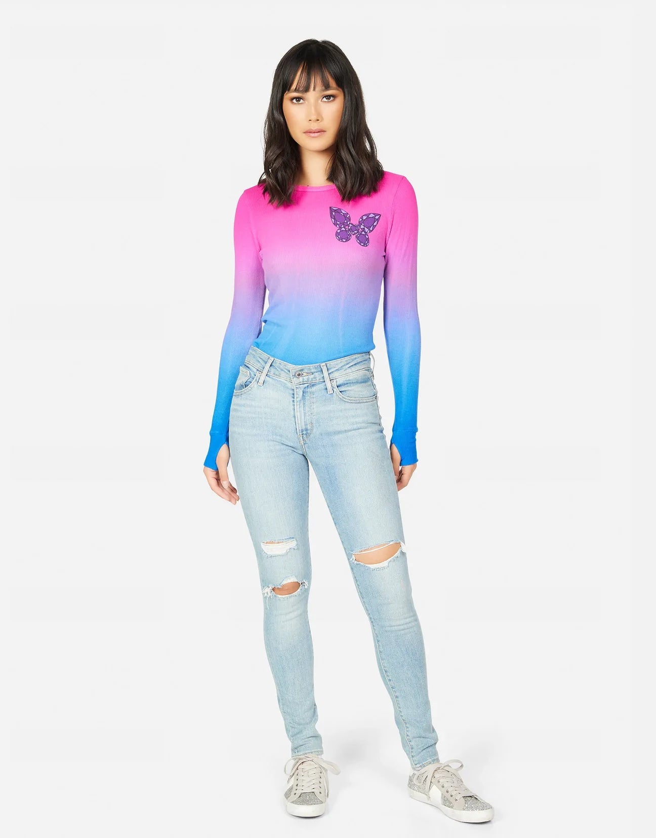 Shop Lauren Moshi Lauren Moshi McKinley Diamond Butterfly Thermal Top online at Spoiled Brat