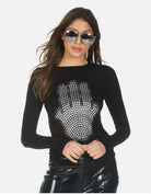 Lauren Moshi McKinley Hamsa Elements Long Sleeve Top Long Sleeved Top by Lauren Moshi as seen on celebrities