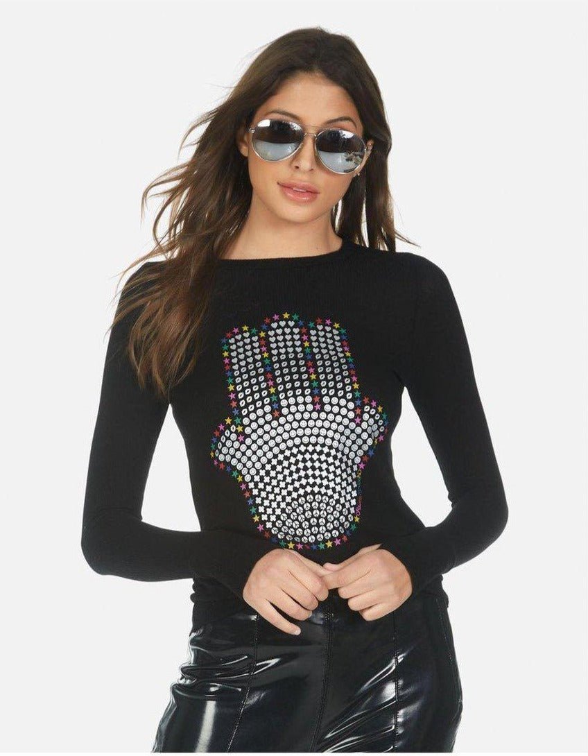 Shop Lauren Moshi Lauren Moshi McKinley Hamsa Elements Long Sleeve Top online at Spoiled Brat