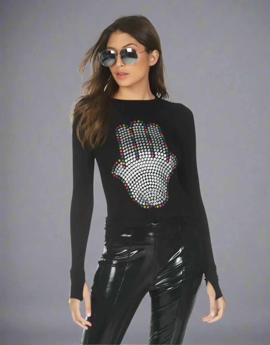 Shop Lauren Moshi Lauren Moshi McKinley Hamsa Elements Long Sleeve Top online at Spoiled Brat