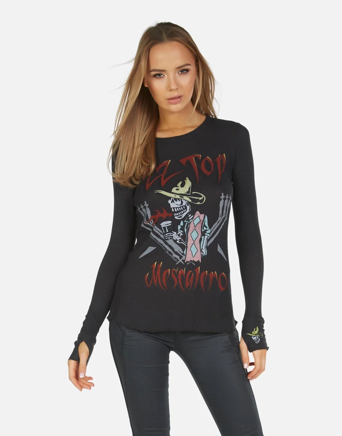Lauren Moshi McKinley McKinley ZZ Top Thermal Top as seen on Avril Lavigne Long Sleeved Top by Lauren Moshi as seen on celebrities