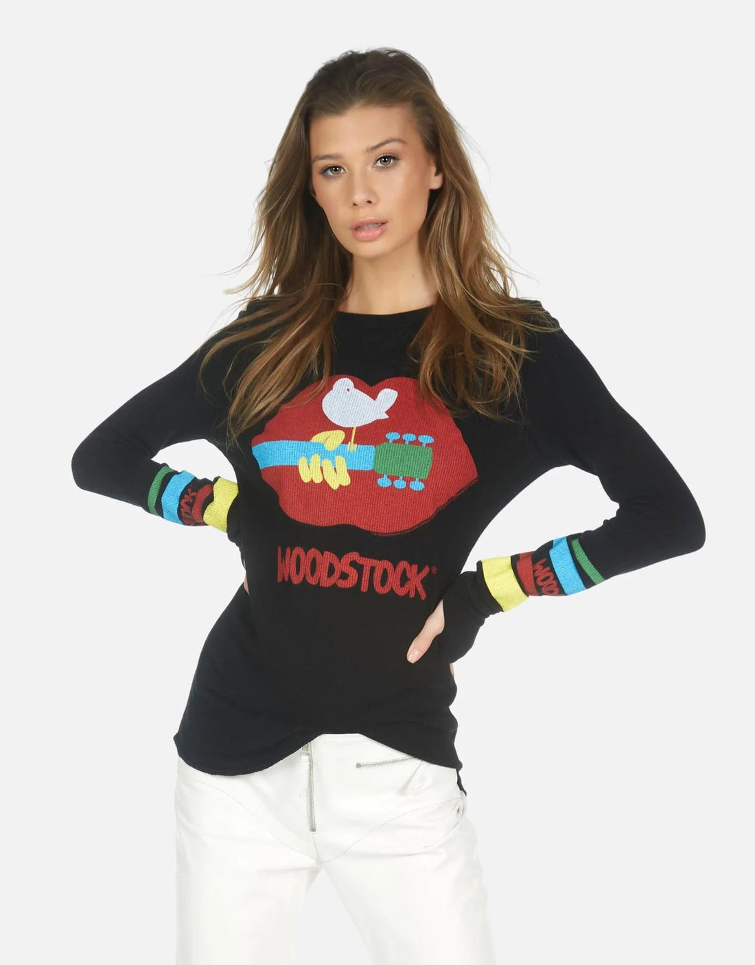 Shop Lauren Moshi McKinley Woodstock Lip Thermal Top - Premium Sweatshirt from Lauren Moshi Online now at Spoiled Brat 