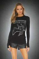 Lauren Moshi McKinley X Led Zeppelin Outline Thermal Top Long Sleeved Top by Lauren Moshi as seen on celebrities