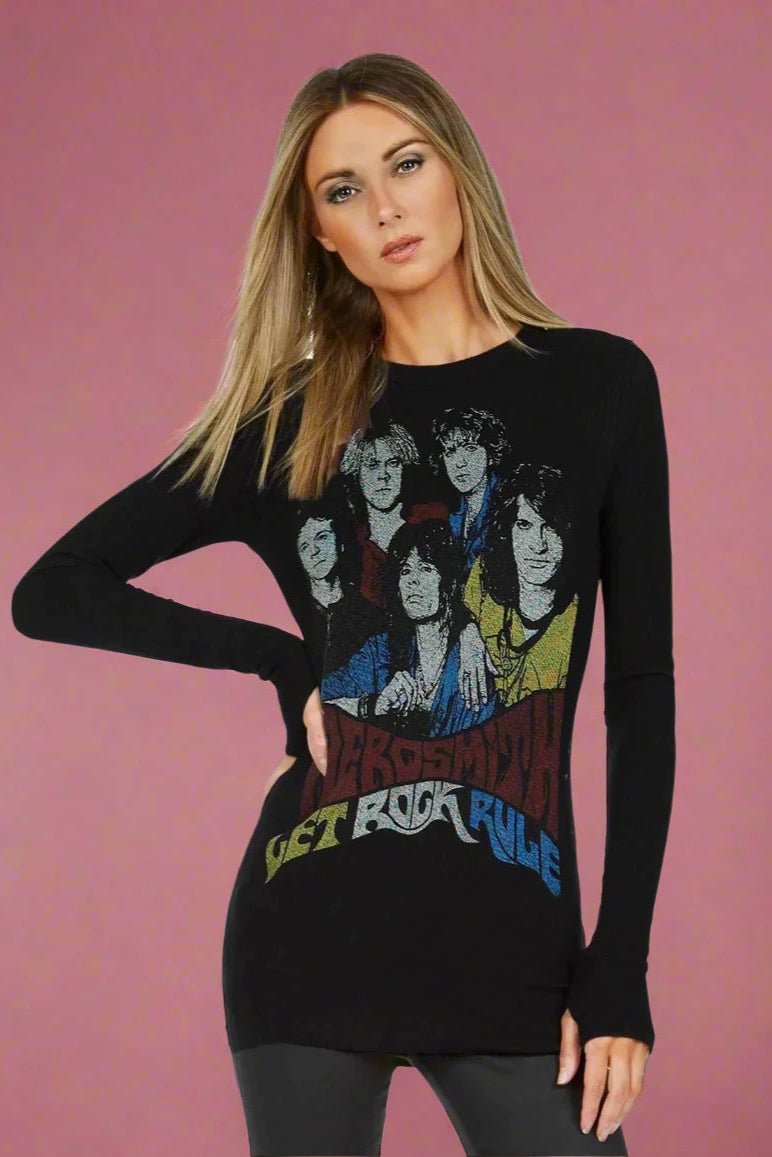Lauren Moshi McKinley X Vintage Aerosmith Thermal Top - Spoiled Brat