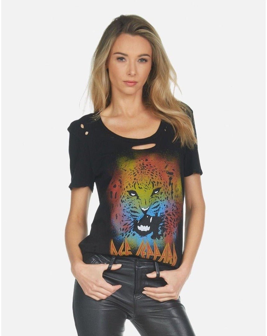 Shop Lauren Moshi Myra Def Leppard Leopard T-Shirt - Premium Muscle Tank Top from Lauren Moshi Online now at Spoiled Brat 