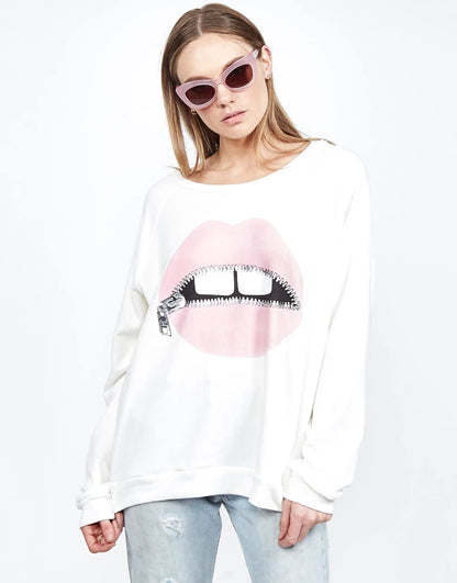 Shop Lauren Moshi Noleta Zipper Mouth Sweatshirt - Premium Sweater from Lauren Moshi Online now at Spoiled Brat 