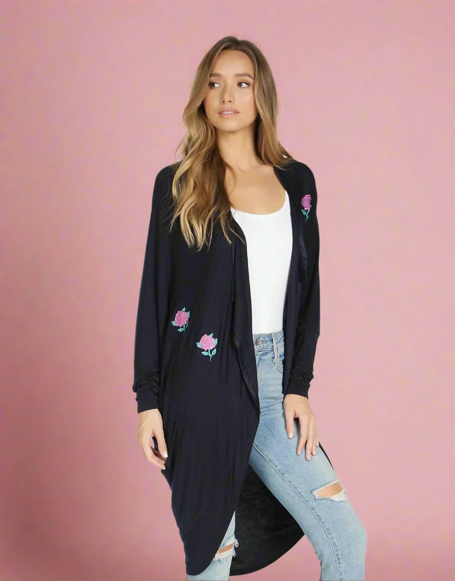 Shop Lauren Moshi Lauren Moshi Ramona Crystal Roses Wrap Cardigan online at Spoiled Brat