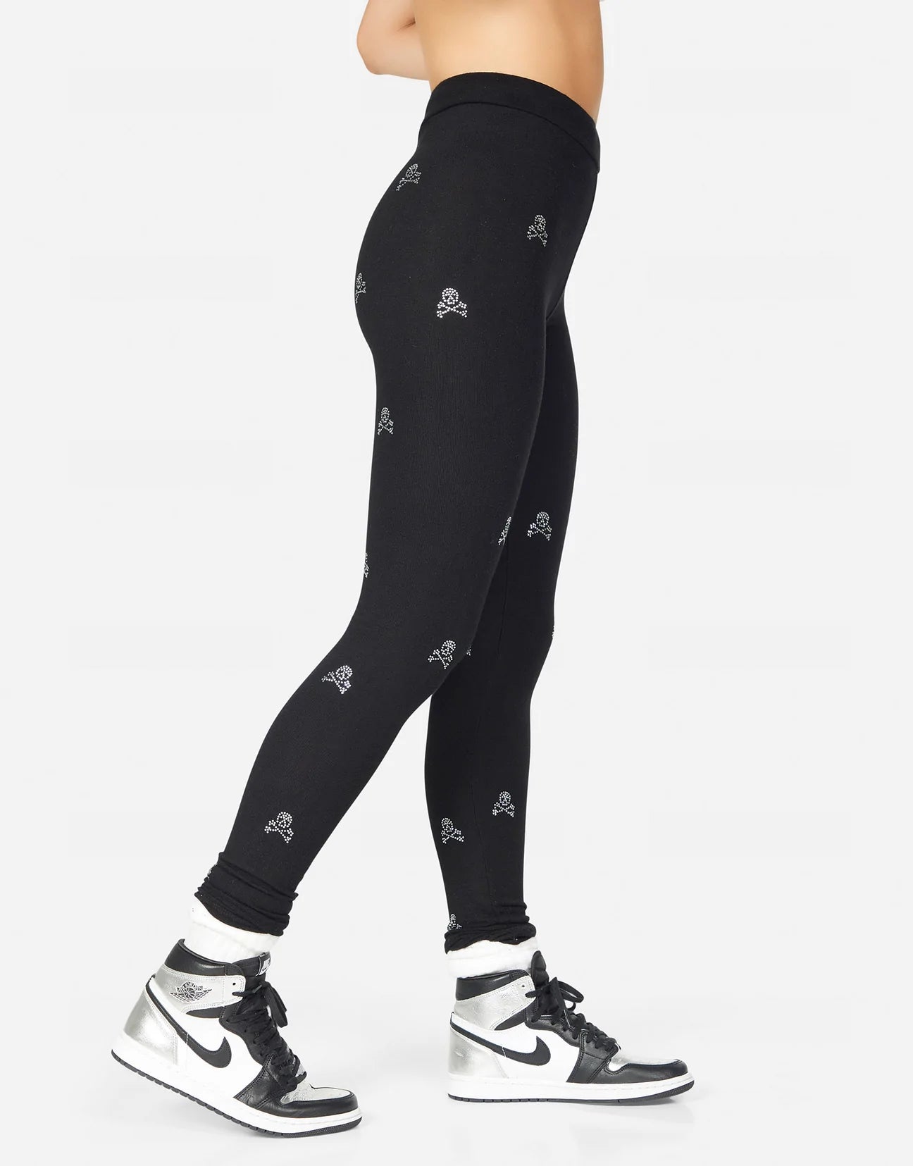 Shop Lauren Moshi  Shae Mini Crystal Cross Bone Skulls Sweatpants - Premium Joggers from Lauren Moshi Online now at Spoiled Brat 