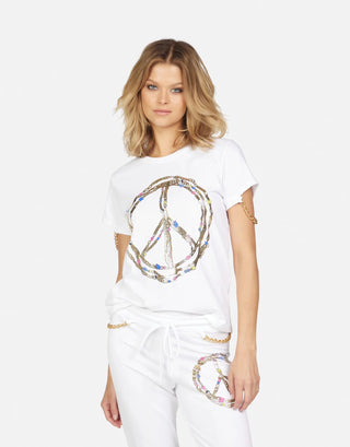 Shop Lauren Moshi Shandi Foil Chain Peace T-Shirt - Premium Vest Top from Lauren Moshi Online now at Spoiled Brat 