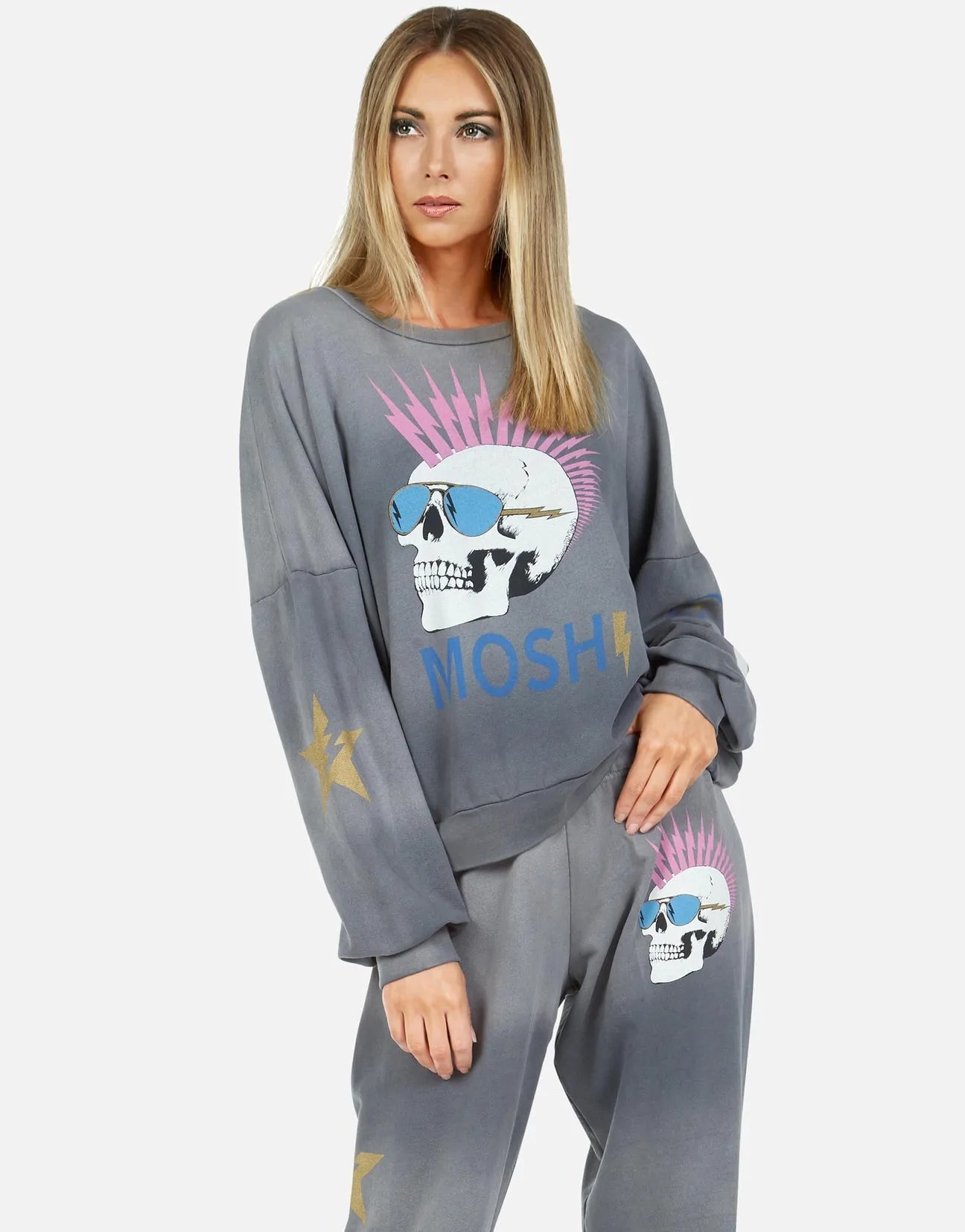 Shop Lauren Moshi Sierra Moshi Lightning Skull Sweatshirt - Premium Sweater from Lauren Moshi Online now at Spoiled Brat 