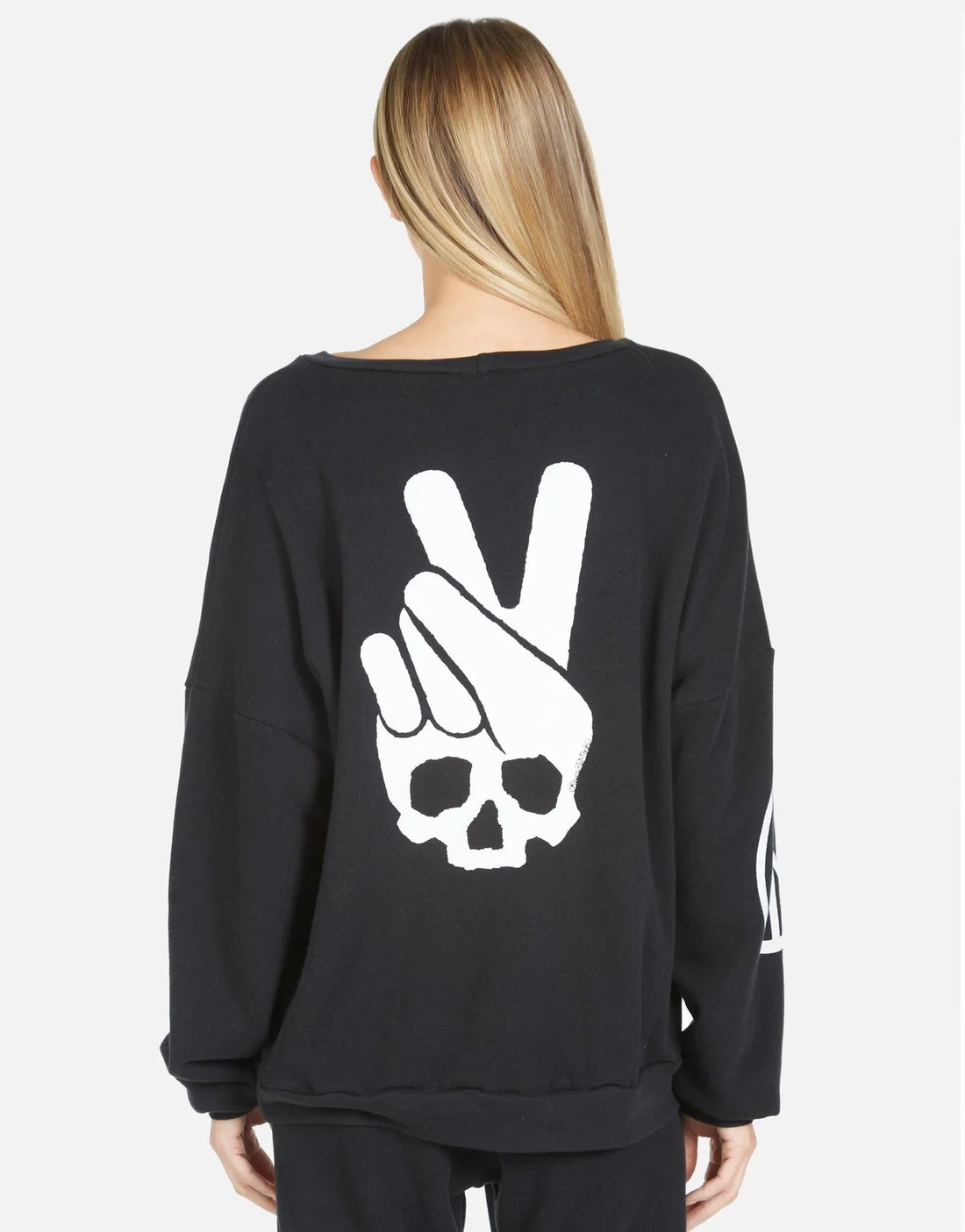 Shop Lauren Moshi Sierra Skull Peace Hand Sweatshirt - Premium Sweater from Lauren Moshi Online now at Spoiled Brat 