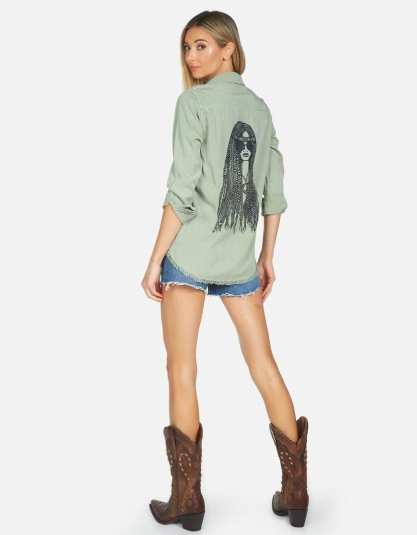 Shop Lauren Moshi Sloane Sloane Hippie Girl Denim Shirt - Premium Denim Shirt from Lauren Moshi Online now at Spoiled Brat 