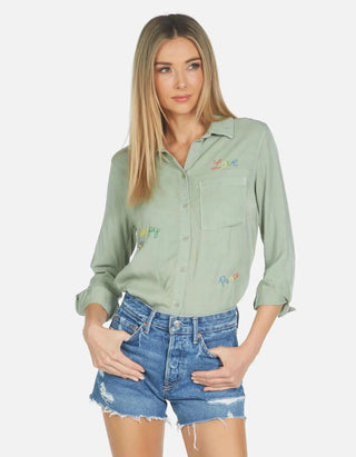 Shop Lauren Moshi Sloane Sloane Hippie Girl Denim Shirt - Premium Denim Shirt from Lauren Moshi Online now at Spoiled Brat 